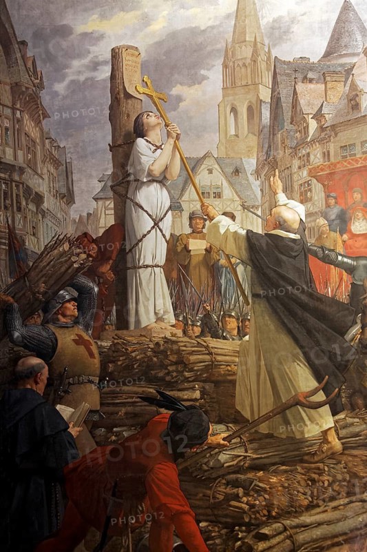 Joan of Arc at the stake, mural in the Panthéon, National Hall of Fame, Latin Quarter, Paris, France