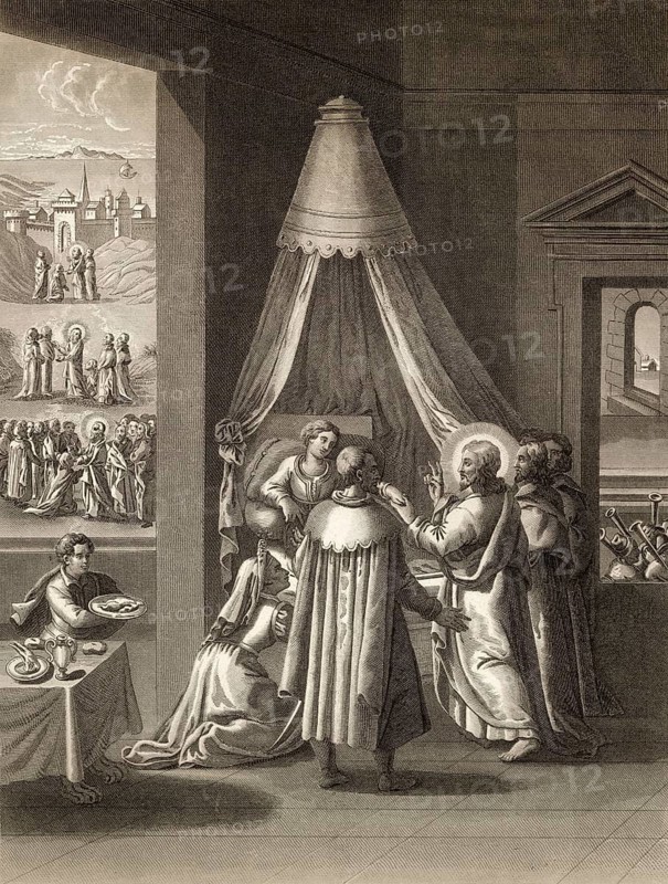 Raising of the dead, the daughter of Jairus, New Testament, 1853, digitally restored