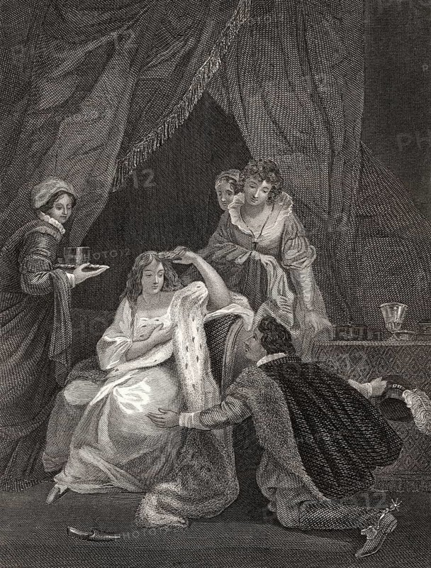 Robert Devereux, 2nd Earl of Essex, at the bedroom of Queen Elizabeth I., begging for forgiveness