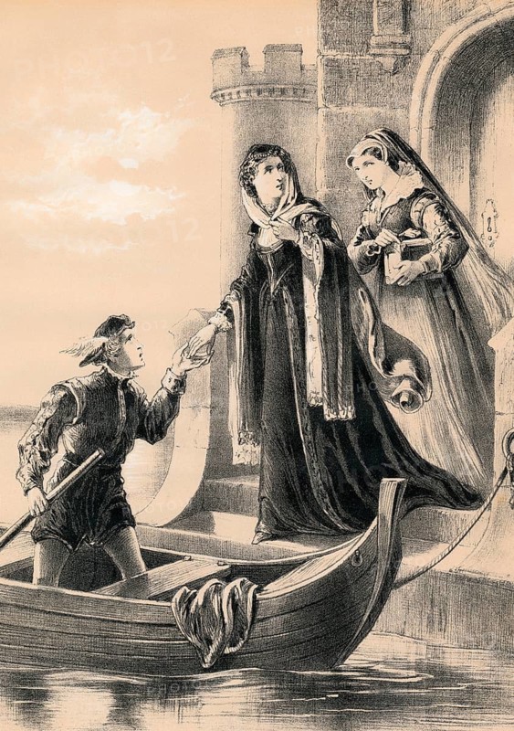 Mary Stuart or Mary I, Queen of Scots Escaping from Loch Leven Castle, 1568