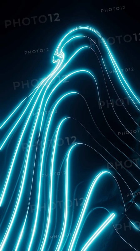 Mesmerizing neon lines create a dynamic abstract wave pattern. The vivid blue glow contrasts against a dark background, forming fluid shapes and an energetic ambiance