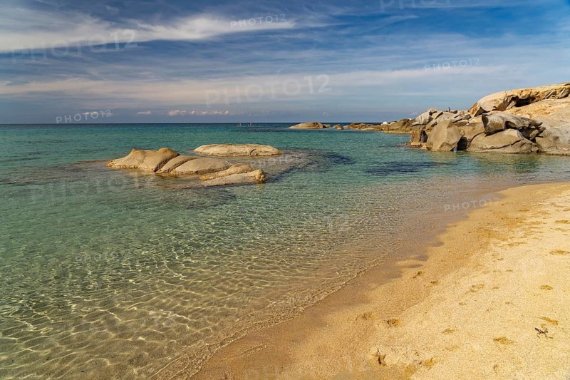 Rocks on La Roche de Kira beach in Aregno, Balagne, Corsica, France