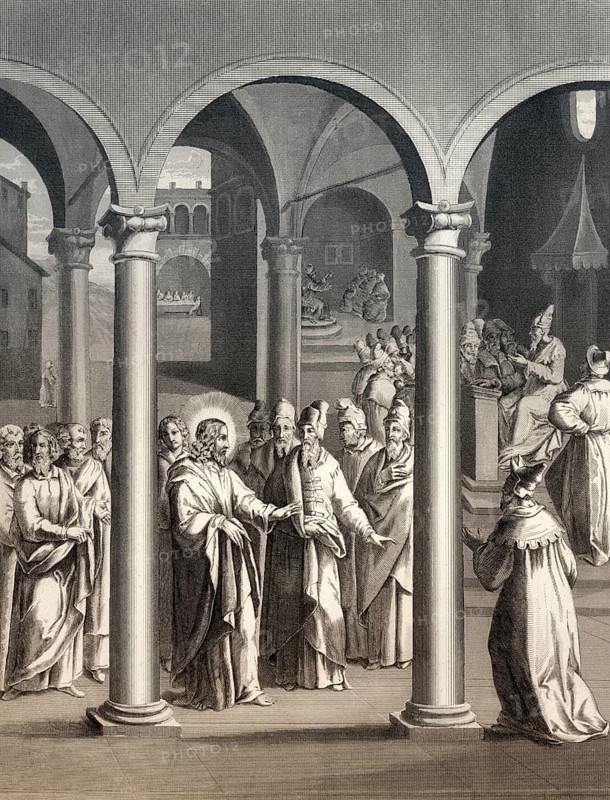 Jesus teachings of the Scribes and Pharisees, New Testament, steel engraving 1853, digitally restored