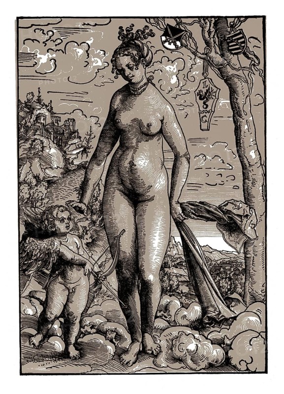 Venus and Amor, Lucas Cranach, 1506, facsimile of the 19th century