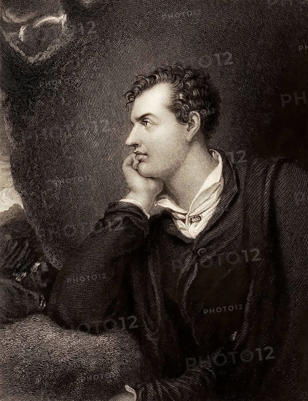 George Gordon Noel Byron, 6th Baron Byron of Rochdale, 1788, 1824, British poet, digital edited