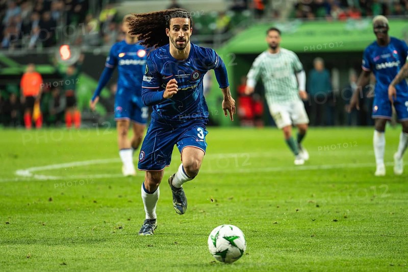 WROCLAW, POLAND - MAY 28, 2025: UEFA Conference League Final Football match Real Betis - Chelsea. In action Marc Cucurella