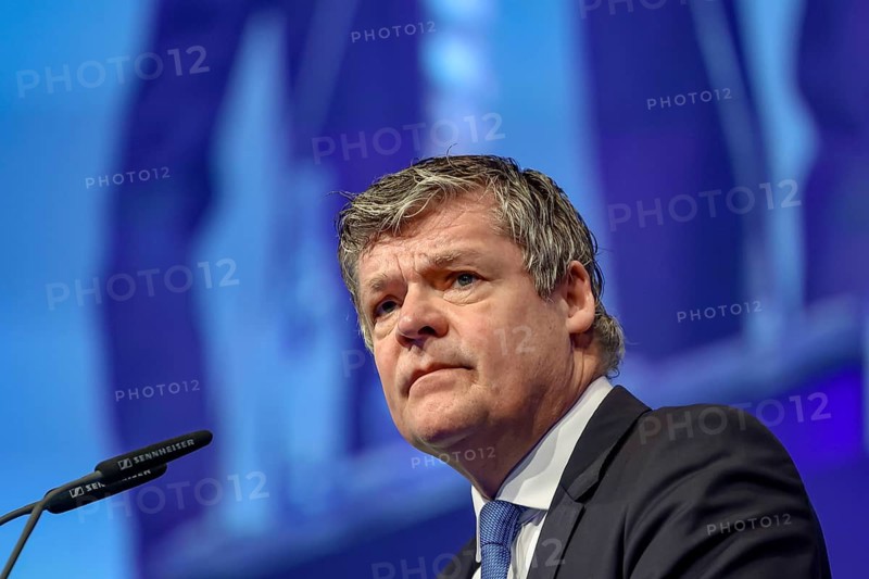 Düsseldorf, North Rhine-Westphalia, Germany - Dr Gerald Wissel, CEO UAV DACH (leading European association for unmanned aviation) speaks at the XPONENTIAL Europe trade fair, leading trade fair for autonomous technologies & robotics