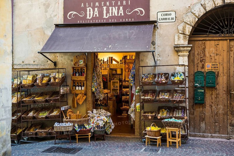 Picturesque alley, Malcesine, Lake Garda, Verona Province, Veneto region, Italy