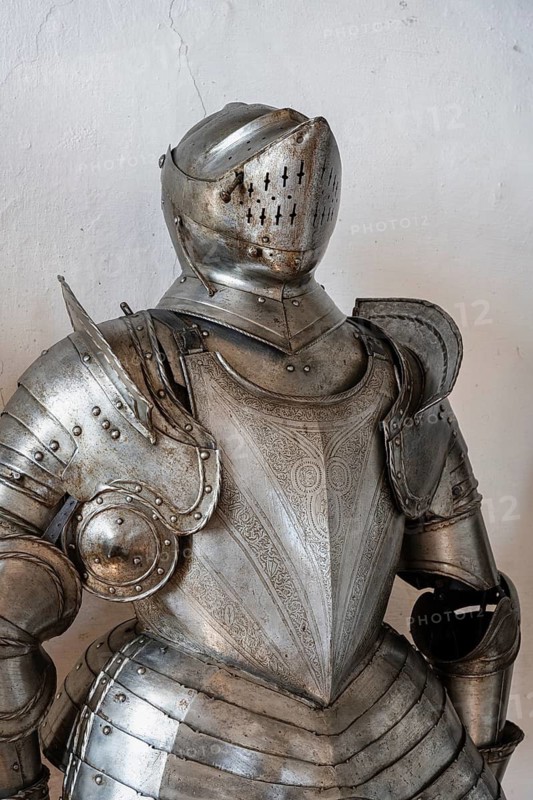 Knight's armour in the armoury in the historic Meersburg Castle, museum, place of interest, Lake Constance, Lake Constance district, Baden-Württemberg, Germany