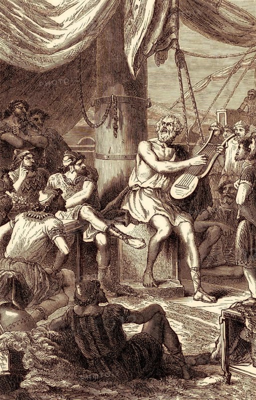 Homer Singing his poems for the People, Greek legendary author, ancient Greece