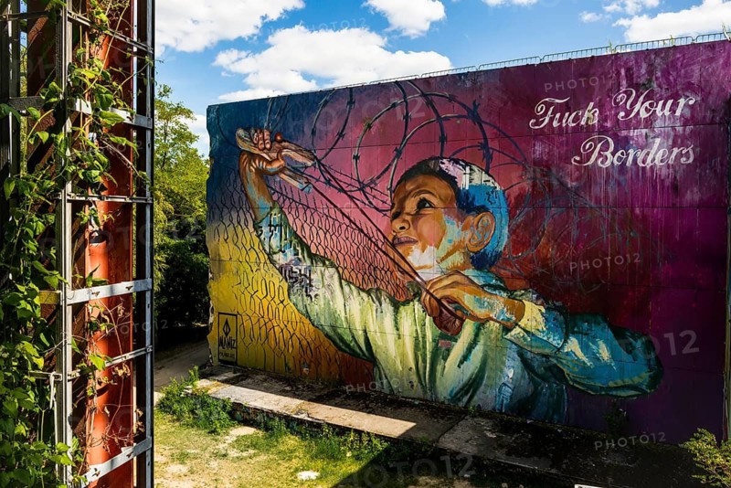 Graffiti on the former US eavesdropping facility on Teufelsberg in Grunewald, Berlin, Germany