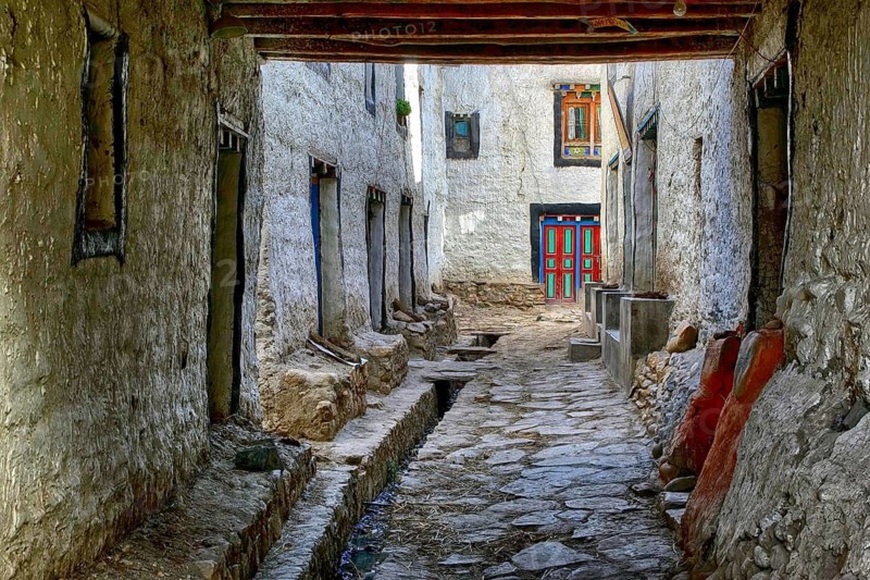 Nepal. Landlocked country in the Himalayas, mustang, mountains, Kali Gandaki gorge, Lo Montag, old town, village