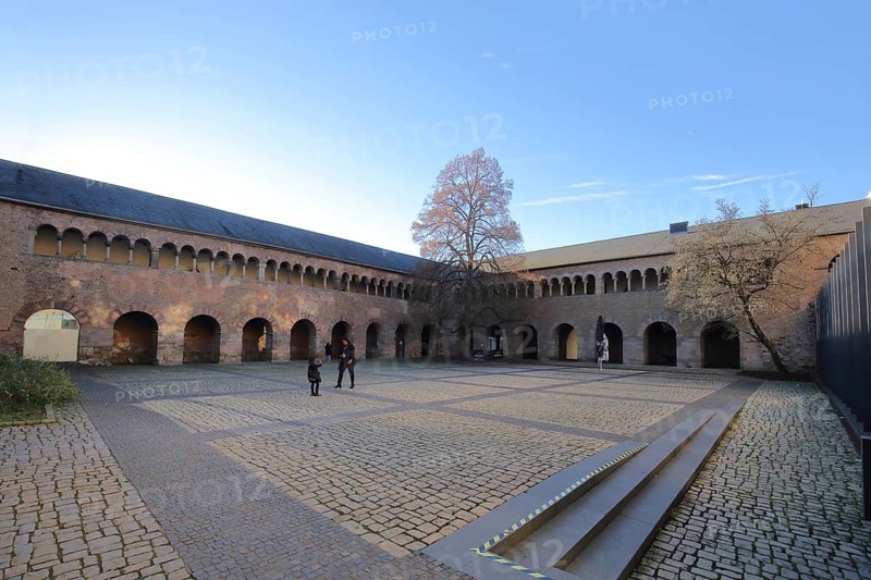 Courtyard of Simeonstift City Museum, Trier, Middle Moselle, Moselle, Rhineland-Palatinate, Germany