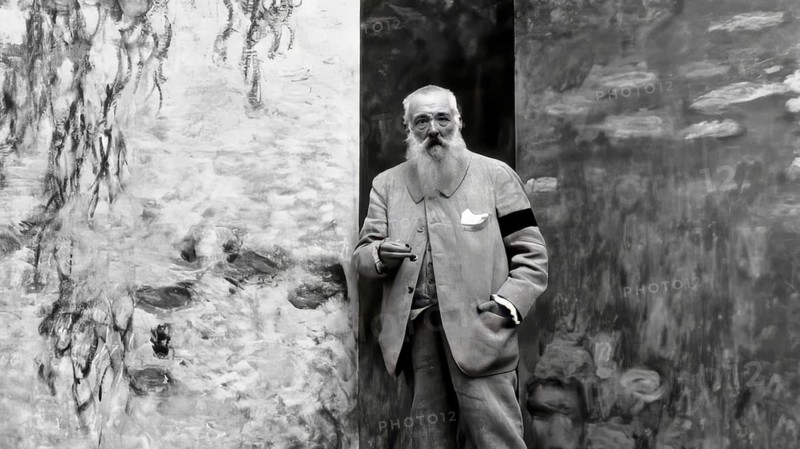 Portrait of Claude Monet, studio at Giverny, 1840 – 1926, French painter and founder of Impressionism, digitally optimized based on a historical photograph