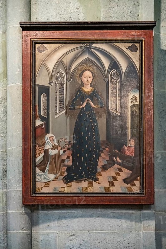 Panel painting Mary in Spike Dress or Madonna Spicata Madonna in the interior of the Church of St. Maria zur Wiese in Soest, North Rhine-Westphalia, Germany
