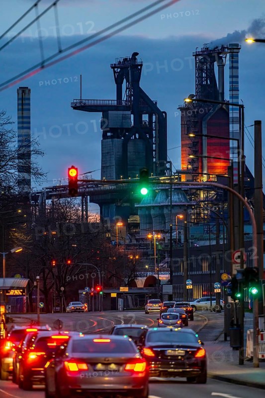 Duisburg-Bruckhausen steel site, ThyssenKrupp Steel, blast furnaces 8 and 9, on Kaiser-Wilhelm-Strasse, North Rhine-Westphalia, Germany