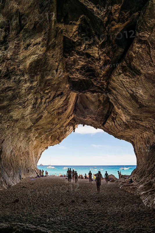 Cave and beach, Cala Luna, Gulf of Orosei National Park, Parco Nazionale del Gennargentu e del Golfo di Orosei, Baunei, Nuoro, Sardinia, Italy