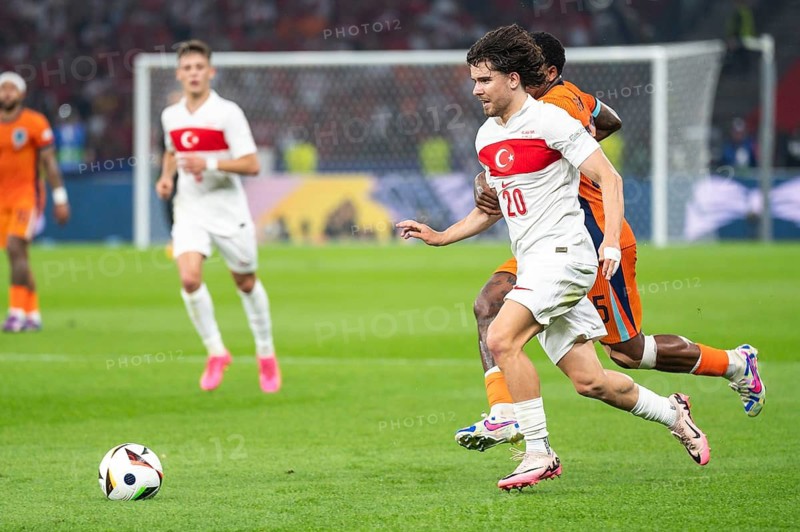BERLIN, GERMANY - JULY 6, 2024: Euro 2024 quarterfinal match Nederlands vs Turkey (Turkiye) 2:1. In action Ferdi Kadioglu.
