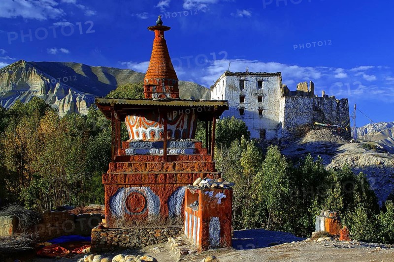 Nepal. Landlocked country in the Himalayas, mustang, mountains, Kali Gandaki gorge, Tsarang monastery