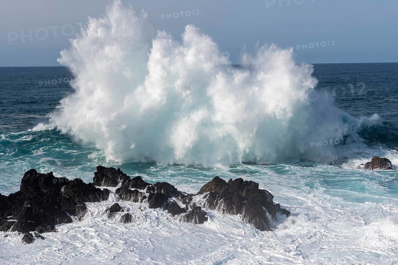 Waves on the ocean off Madeira, Porto Moniz, Madeira, Portugal