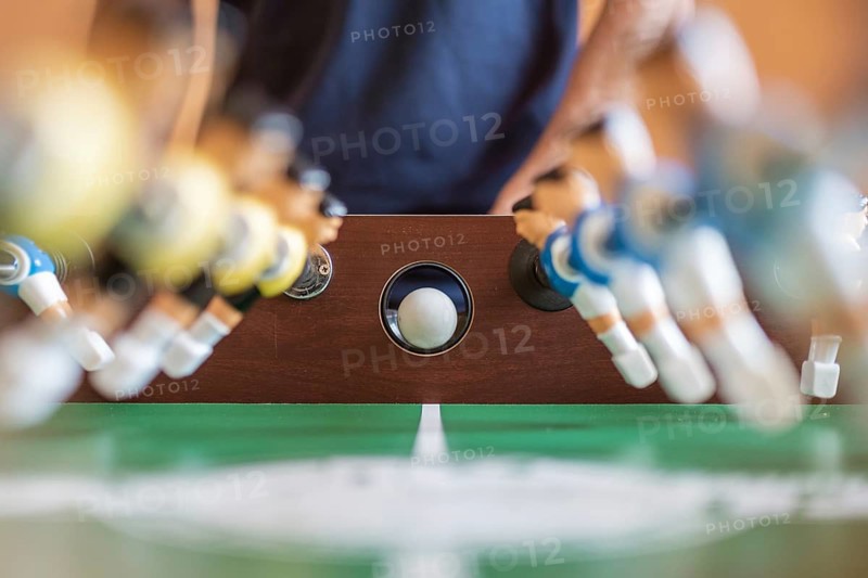 Table football view throw the hall in the table