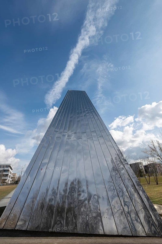 Modern church building, a sculpture in Hubland, new district on the site of the former American Leighton Barracks, Würzburg, Lower Franconia, Bavaria, Germany