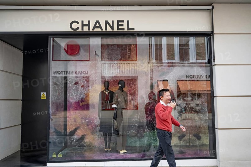 London, United Kingdom. April 9th 2026 Shop window display with luxury brand logo and sign for Chanel high end fashion and jewellery retailers in New Bond Street, Mayfair, London, UK