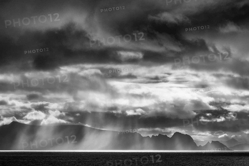 Rain showers over the Norwegian Sea, Söröya, Finnmark, Norway, September 2018