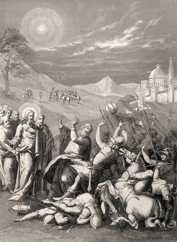 The arrest of Jesus Christ, Garden of Gethsemane, New Testament, steel engraving 1853, digitally restored