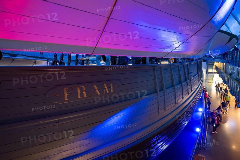 FRAM lettering, historic polar research ship Fram by Fridtjof Nansen and Roald Amundsen, Fram Museum, Fram Museum (Museum of Polar Expeditions), Bygdøy Museum Island, Oslo, Norway