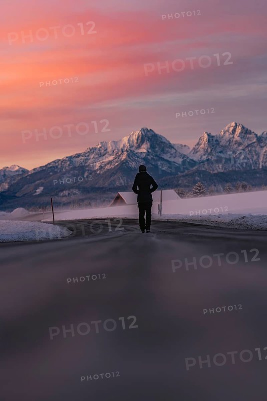 Winter landscape in the Allgäu near Halblech at sunrise