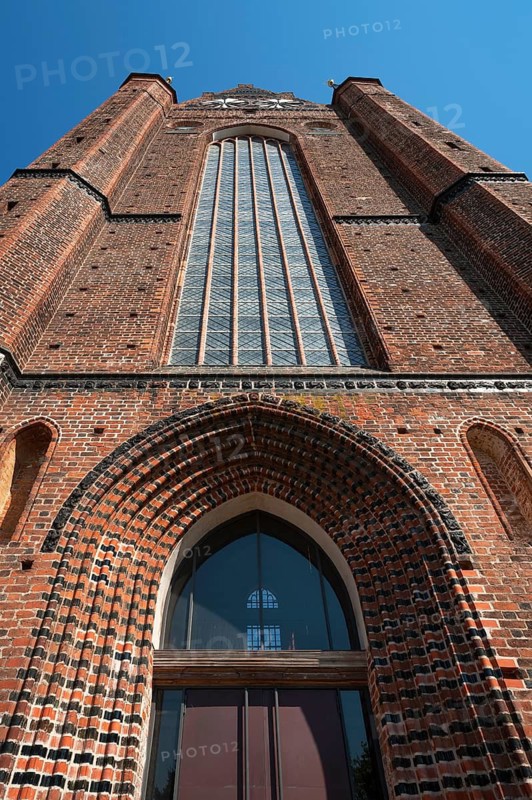 Facade of St Georgen, 14th century Gothic brick building, Wismar, Mecklenburg-Vorpommern, Germany
