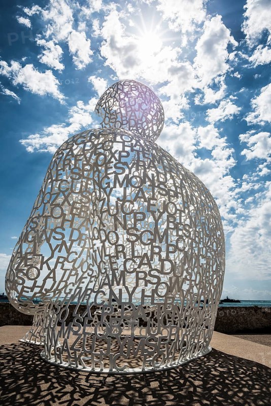 Sculpture made of letters, Le Nomade, artist Jaume Plensa, Antibes, Provence Alpes Côte d'Azur, South of France, France