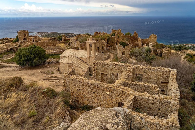 The ruins of the abandoned village of Occi near Lumio, Balagne, Corsica, France
