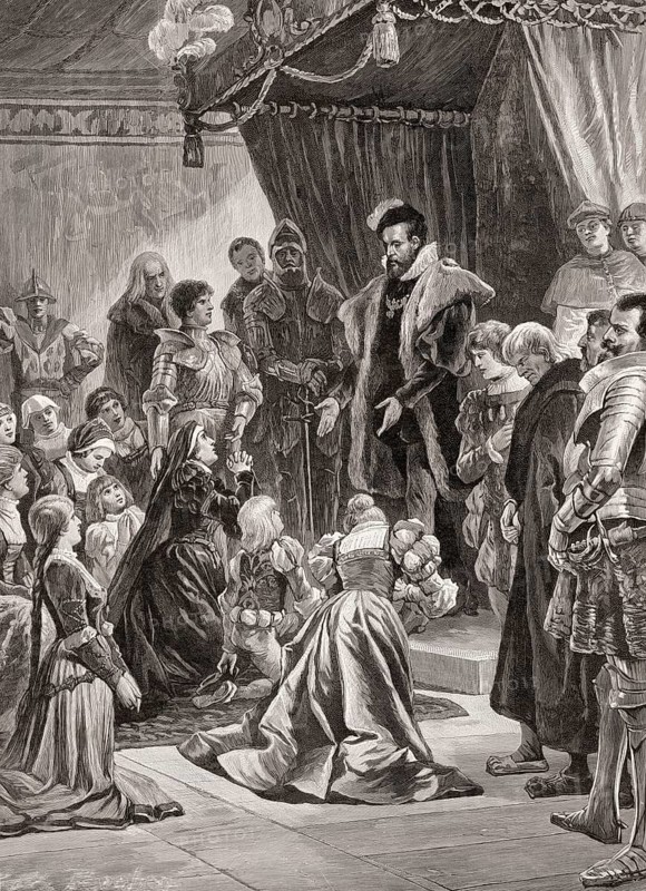 Sibylle of Cleve begs Emperor Charles V for mercy for her husband on 19 May 1547