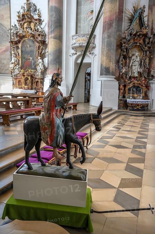 Palmesel in the Basilica of St Alexander and St Theodor, Sebastian-Kneipp-Straße 1, Ottobeuren, Unterallgäu, Bavaria, Germany