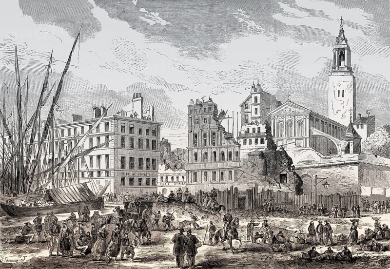 Demolition and road construction, Rue Impériale, today Rue de la République, Marseille, France, 1863
