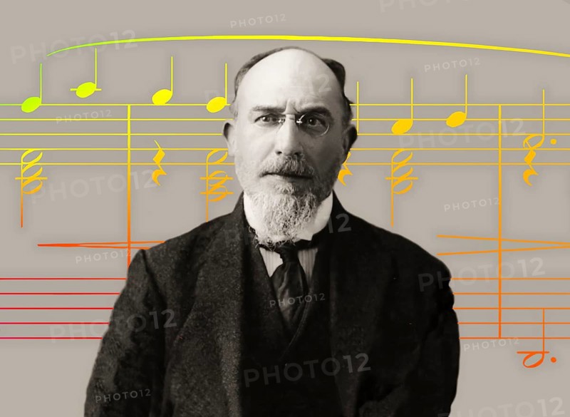 Erik Satie, 1866 – 1925, a French composer and pianist, notesheet for Gymnopédie No. 1, digitally edited, 1909