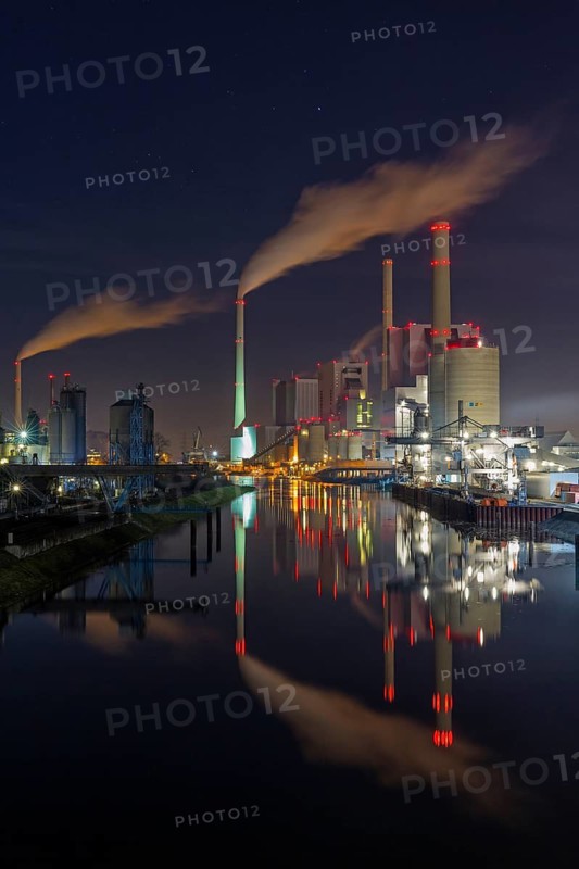 GKM, Großkraftwerk Mannheim AG, hard coal-fired power plant, energy, electricity, night shot, plant, technology, Mannheim harbour, Mannheim, Baden-Würrttemberg, Federal Republic of Germany