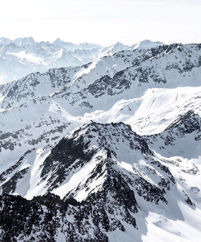 Peaks and mountains in winter, Sellraintal, Stubai Alps, Kühtai, Tyrol, Austria
