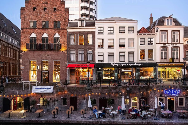 Gastronomy on the Oude Gracht in the city centre of Utrecht, Netherlands