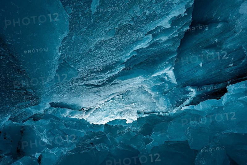 Glacier cave, ice cave, Morteratsch Glacier, Engadin, Graubünden, Switzerland