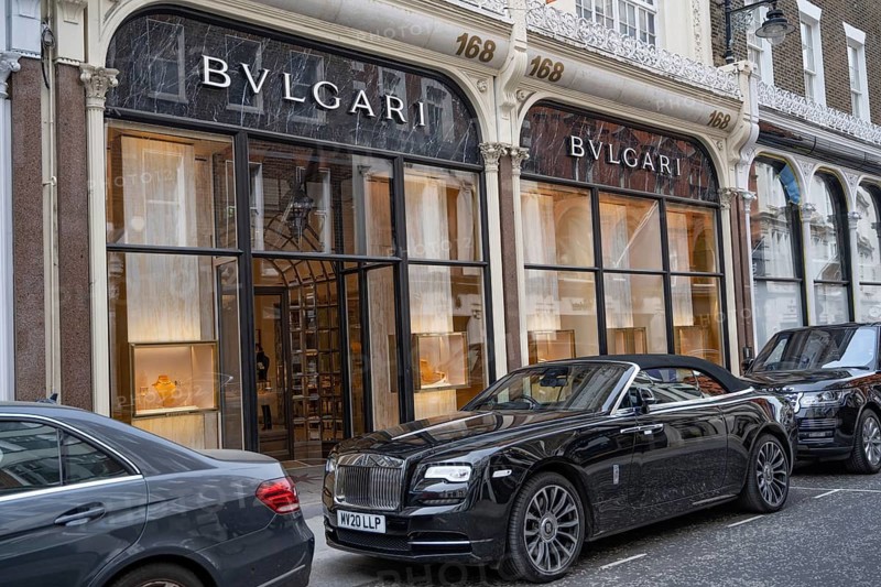 London, United Kingdom. April 9th 2026 Boutique New Bond Street in London, an upscale retailer of Italian designer jewellery and watches, the flagship store is located London's West End