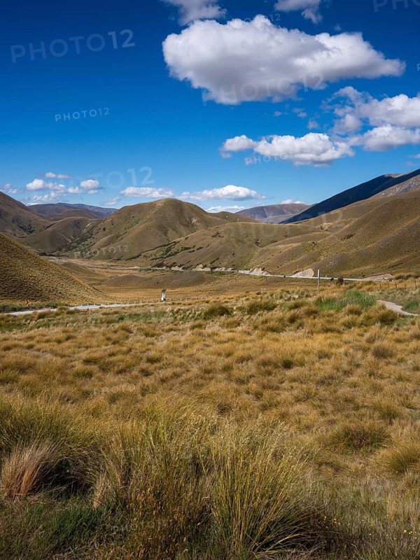 Landscape in New Zealand. Lindis Pass Tarras Road at Lindis Pass, Otago, South Island, New Zealand