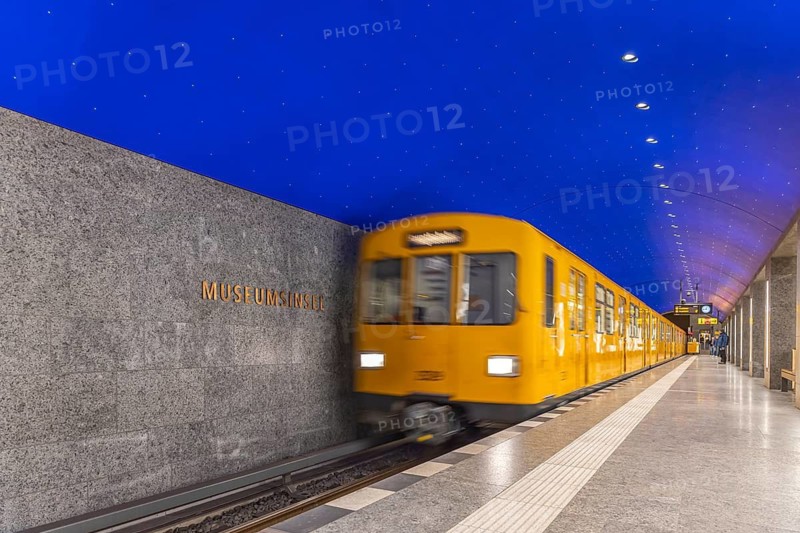 Museumsinsel subway station on line U5 with subway. Berlin, Germany