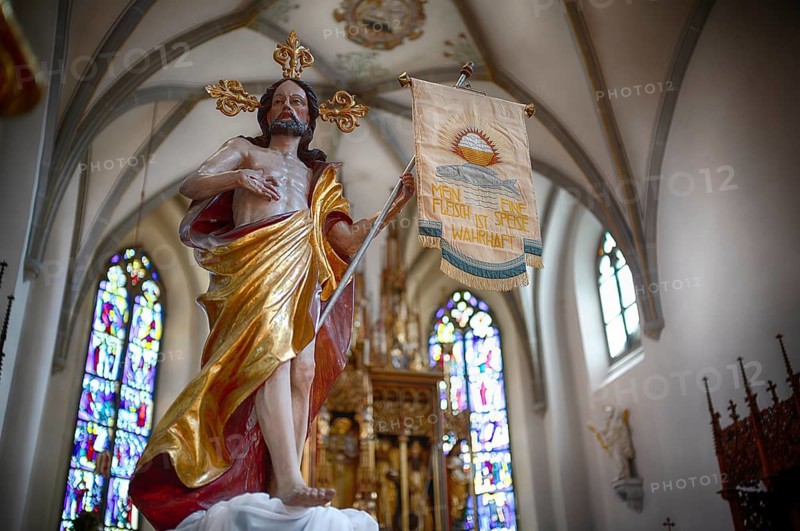 Interior view, Christ, Jesus, Gothic Choir, St. Martin Parish Church, Wangen im Allgäu, Bavaria, Germany