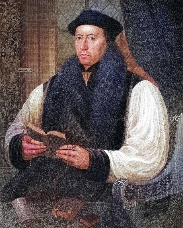 Thomas Cranmer 1489-1556, First Protestant Archbishop of Canterbury, 1533-56, From the book Lodges British Portraits, published 1823, Historic, digitally restored reproduction from a 19th century original, Record date not stated