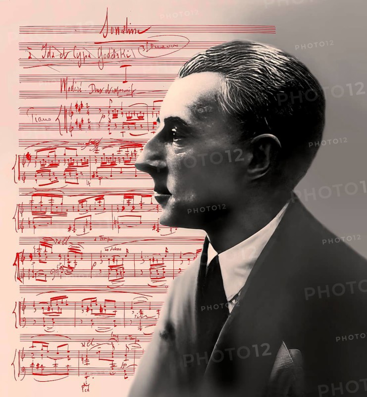 Joseph Maurice Ravel, 1875 – 1937, French composer, pianist and conductor, leading musician in Impressionism, 1925, sheet music from Sonatine, premier mouvement, 1905, digitally edited