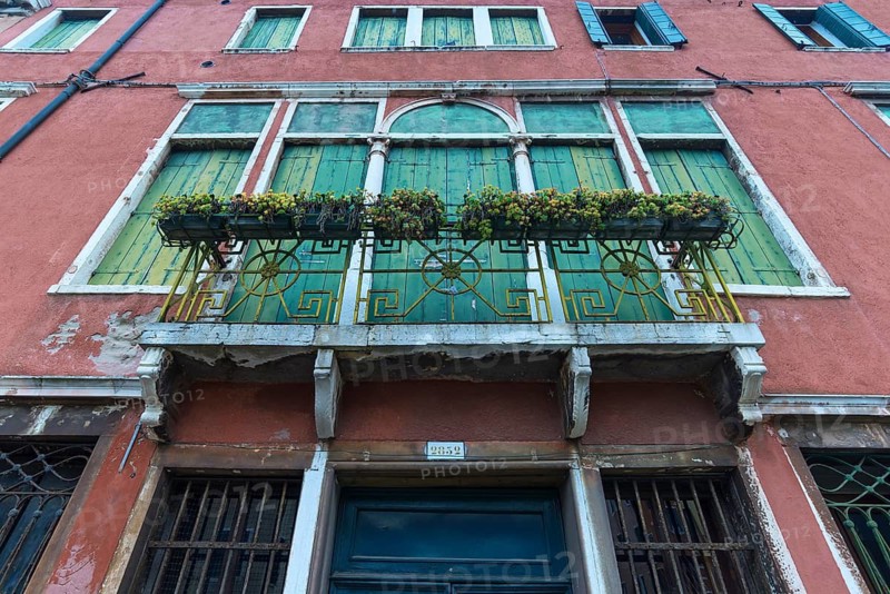 Historic palazzo with balcony, Venice, Veneto, Italy