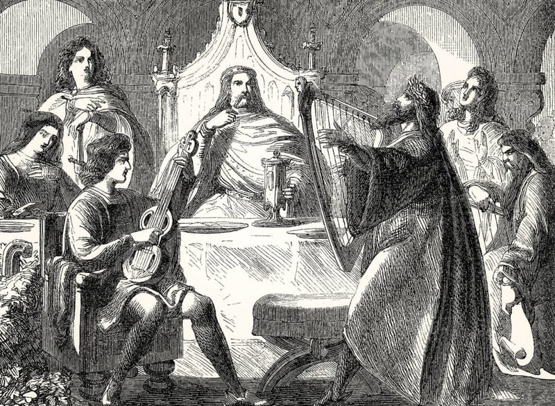 Musical performance at the imperial court, Middle Ages, France